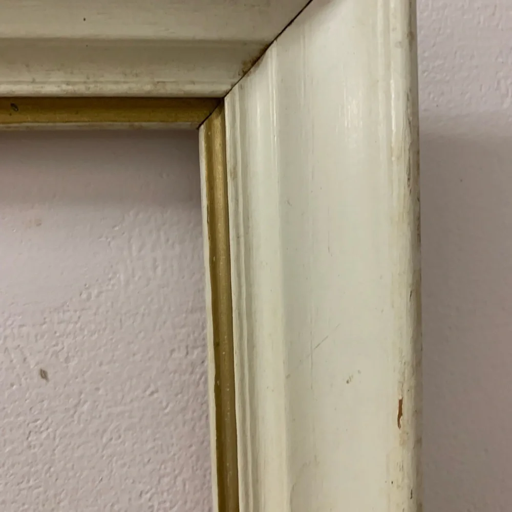 Vintage Wooden Mid-Century Cream and Gold Empty Frame